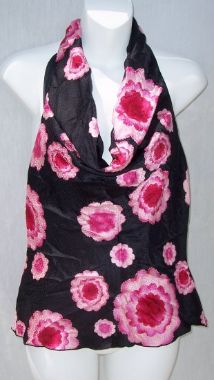 TRINA TURK Retro Flower Art Deco Silk Halter Top Shirt