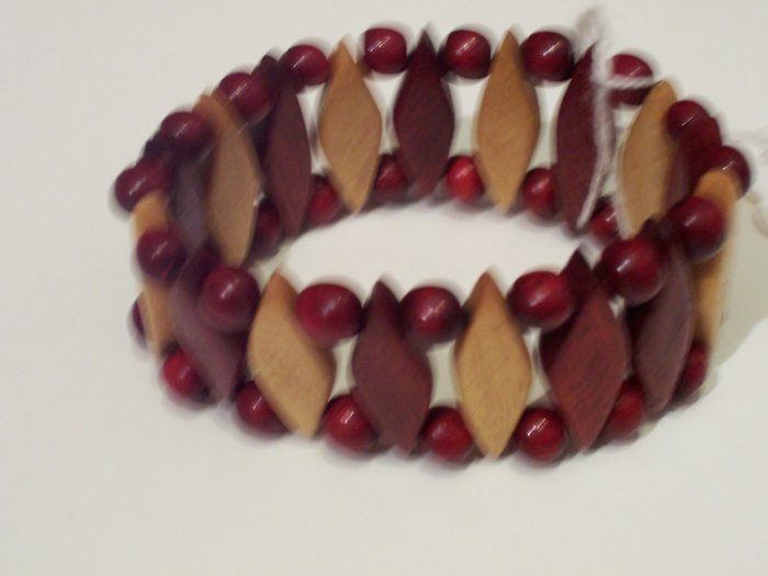 Brazilian Wood Bead Diamond Shaped Bracelet