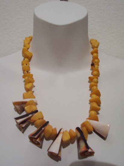 Brazilian Wood Bead Shell Boho Hand Crafted Necklace