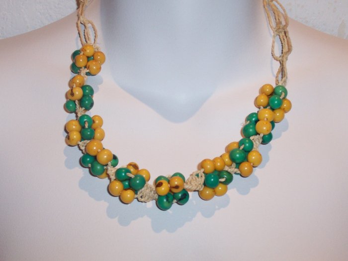 Brazilian Wood Bead Boho Hand Crafted Choker Necklace