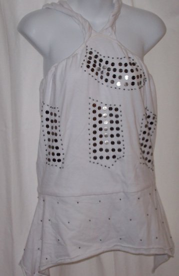 LYNNE LARSON Grecian Rope Metal Sequence Top Tunic S