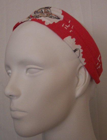 Rare MANOUSH Red Cat Dog Print Canvas Linen Headband