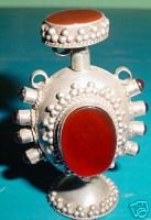 CUTE STERLING AGATE KHOL BOTTLE W STICK,2 1/4" HIGH