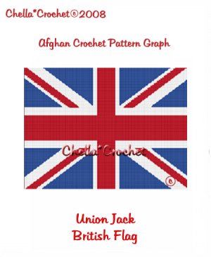 CHELLA*CROCHET British Union Jack Flag Afghan Crochet Pattern Graph emailed to you