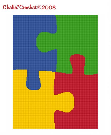 Large Jigsaw Puzzle Afghan Crochet Pattern Graph Scrap