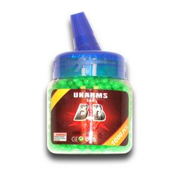 6 BOTTLES OF AIRSOFT BB'S - ORANGE OR GREEN
