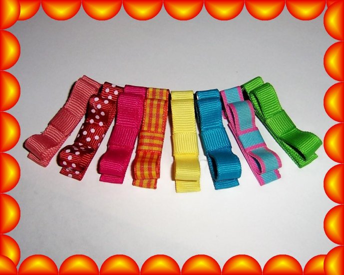 8 Super Adorable solid, polka dot and gingham clippies..... NON Slip