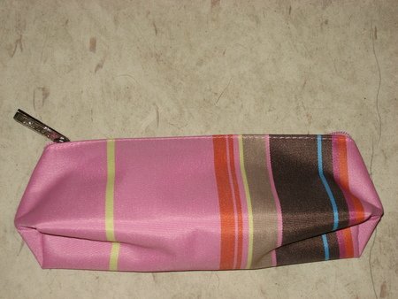 New Clinique Pink w/ Stripes Cosmetics Make up case