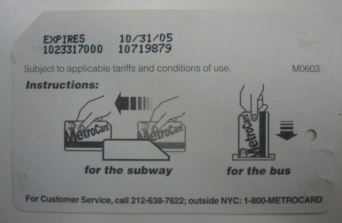 NYC Blank No Advertisements No Ads Metrocard Rare