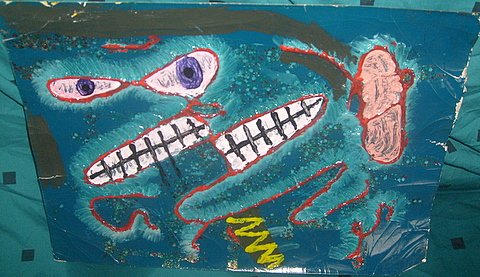 abstract mixed media face