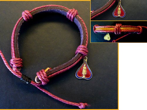 Hemp & Leather Buddha Dharma Amulet Bracelet