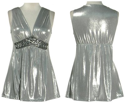 Silver Metallic Stretch Top