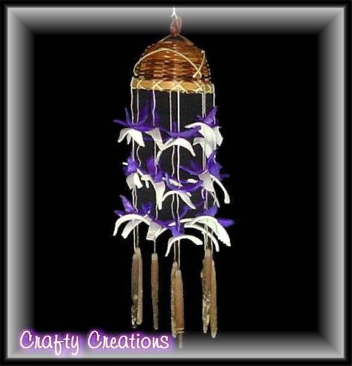 Purple & White Shell Wind Chimes - 12" Long - #238
