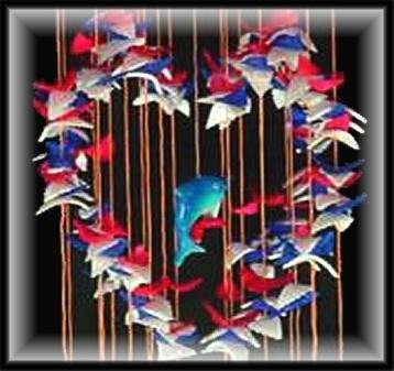 Red, White, & Blue Heart Shell Wind Chimes - 24" Long - #231