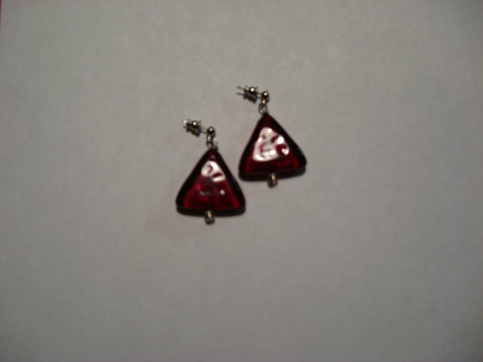 Red Triangle Glass Bead Earrings