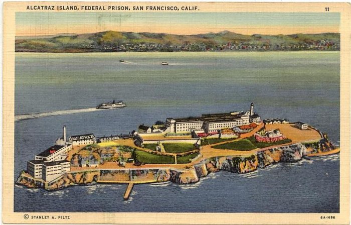 Alcatraz Island Federal Prison Ariel View Real Photo PC California