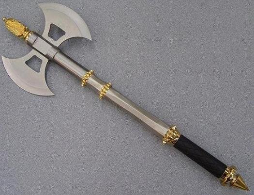 Double Edge Two Tone Emperor’s Battle Axe W/ Plaque.