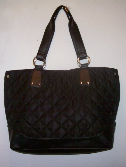 BLACK DESIGNER INSPIRED QUILTED TOTE NWT