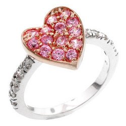 Two-Tone Rose Gold Heart with Pink CZ Ring