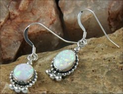 Oval Elegance White Opal Earrings