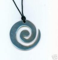 LARGE METAL MAORI STYLE KORU PENDANT GOOD HEALTH