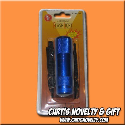 9 LED Blue Anodized Emergency Camping Flashlight Flash Light