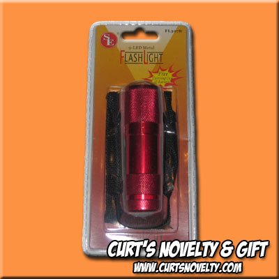 9 LED Red Anodized Emergency Camping Flashlight Flash Light