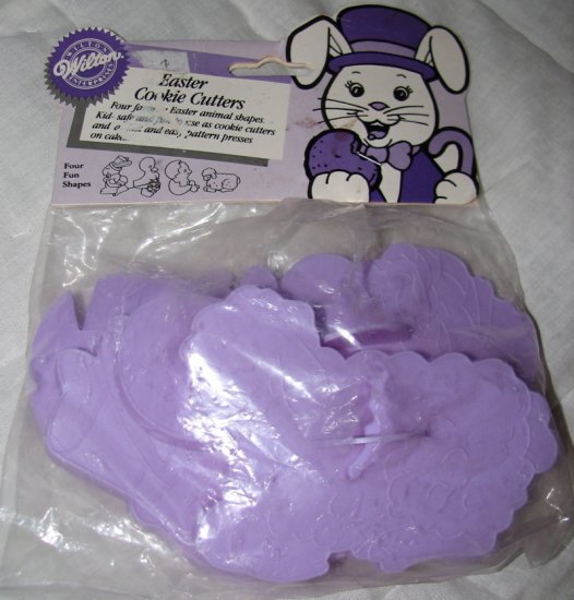 Wilton Easter Cookie Cutters Set of 4 Plastic in Bag Vintage 1988