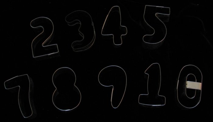 Metal Cookie Cutter Numbers 0 to 9 Set of 9 Cutters