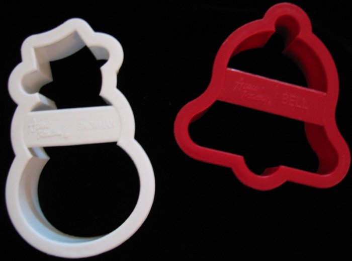 Plastic Cookie Cutters Set of 2 by Acme International Snowman and Bell
