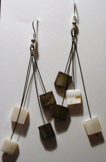 Black and White square dangling earrings