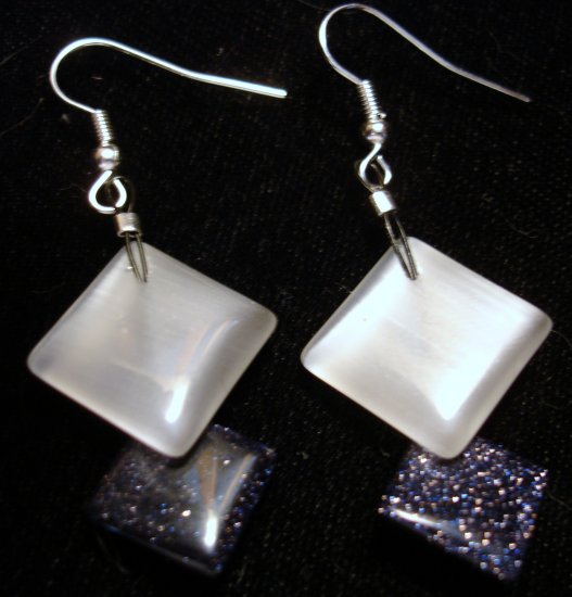 White Opalecent White Square with Sparkly Black Square