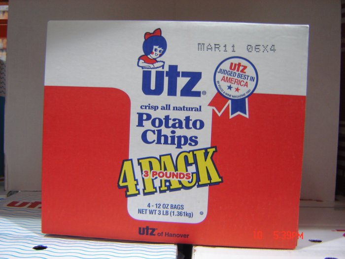 Potato Chips, Regular Style, 4 Bag (0.75lbs.,340g. ea.) Pack