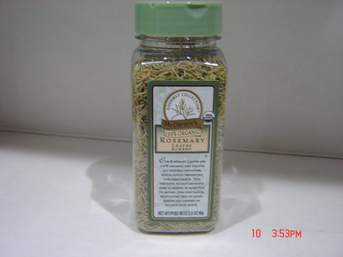 Rosemary, "100 Percent Organic" Herb 0.22lbs.,99g. Bottle