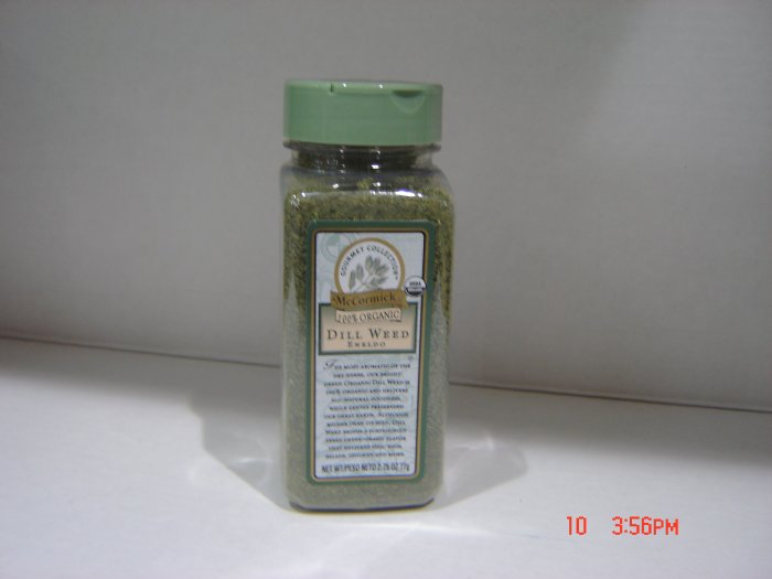 Dillweed, "100 Percent Organic" 0.17 lbs., 78 g. Bottle