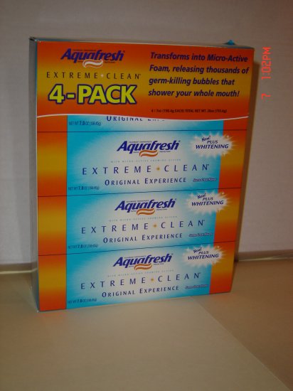 Toothpaste, Aquafresh, 4 tube (7 oz. each) pack (455 grams)