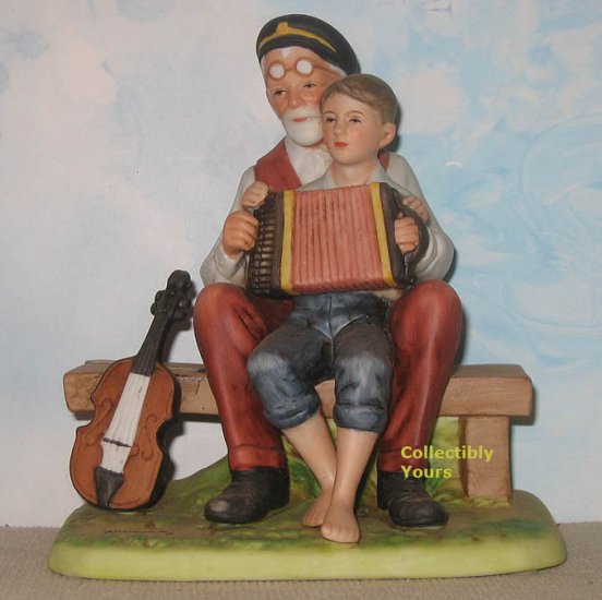 Norman Rockwell Museum MUSIC LESSON, Accordian Boy, figurine, porcelain, retired