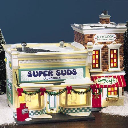 Department 56 Snow Village SUPER SUDS LAUNDROMAT, 55006, retired in 2001, MIB