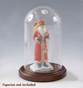 Bard's 4" x 7" GLASS DOME, walnut base, NEW