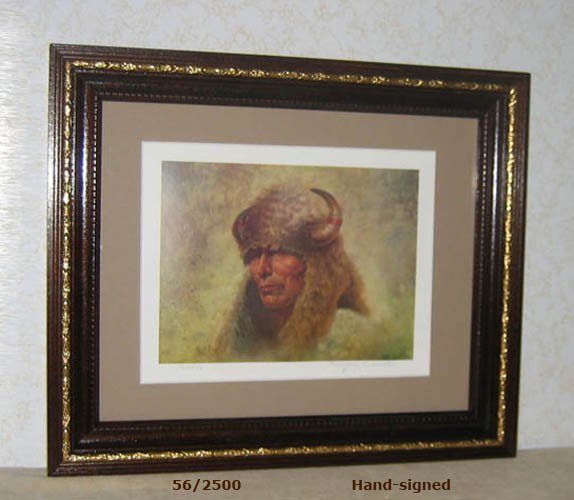 Gregory Perillo CHIEF RED CLOUD litho, framed, hand-signed, NEVER displayed