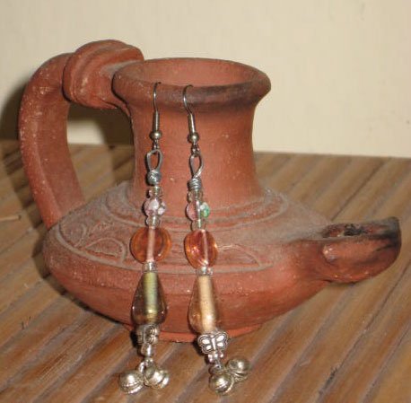 Beautiful Bells on Long Pastel Glass HandMade Earrings