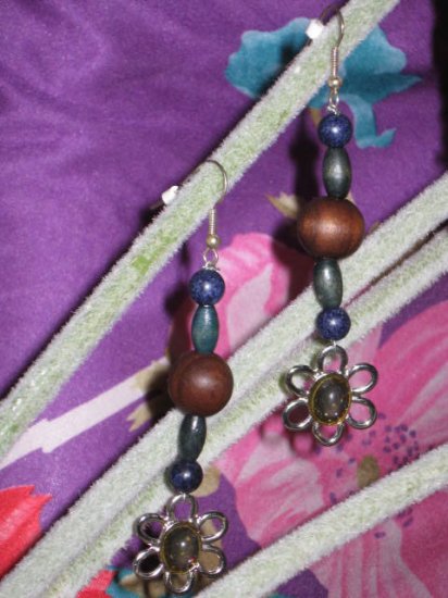 Silver Flowers Recycled Findings Long Earrings