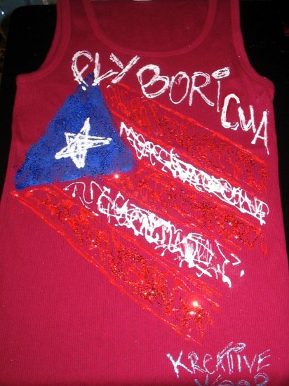 PUERTO RICO FLAG TANK TOP "FLY BORICUA" MEDIUM