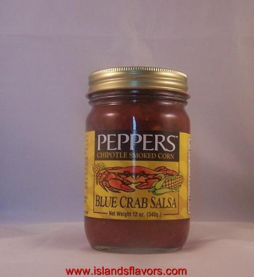 PEPPERS Chipotle Smoked Corn Blue Crab Salsa 12oz Jar