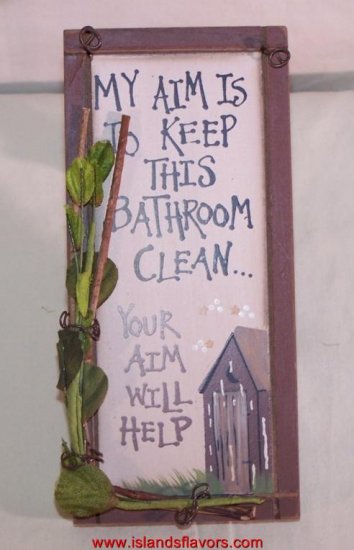 OUTHOUSE My Aim is to Keep Bathroom Clean New Wood Sign