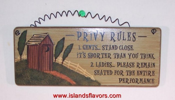 OUTHOUSE - PRIVY RULES Bathroom Humor Wood Sign New