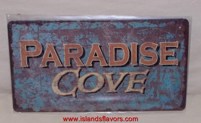 Paradise Cove Weathered Tin Sign New Tropical Decor