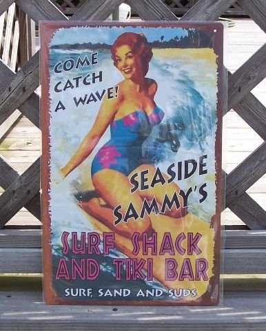 Seaside Sammys Surf Shack Tiki Bar Tropical Beach Sign