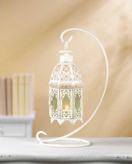 White Fancy Lantern W/Stand