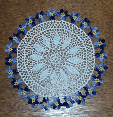 Forget Me Not Hand Crochet Doily - **NEW**
